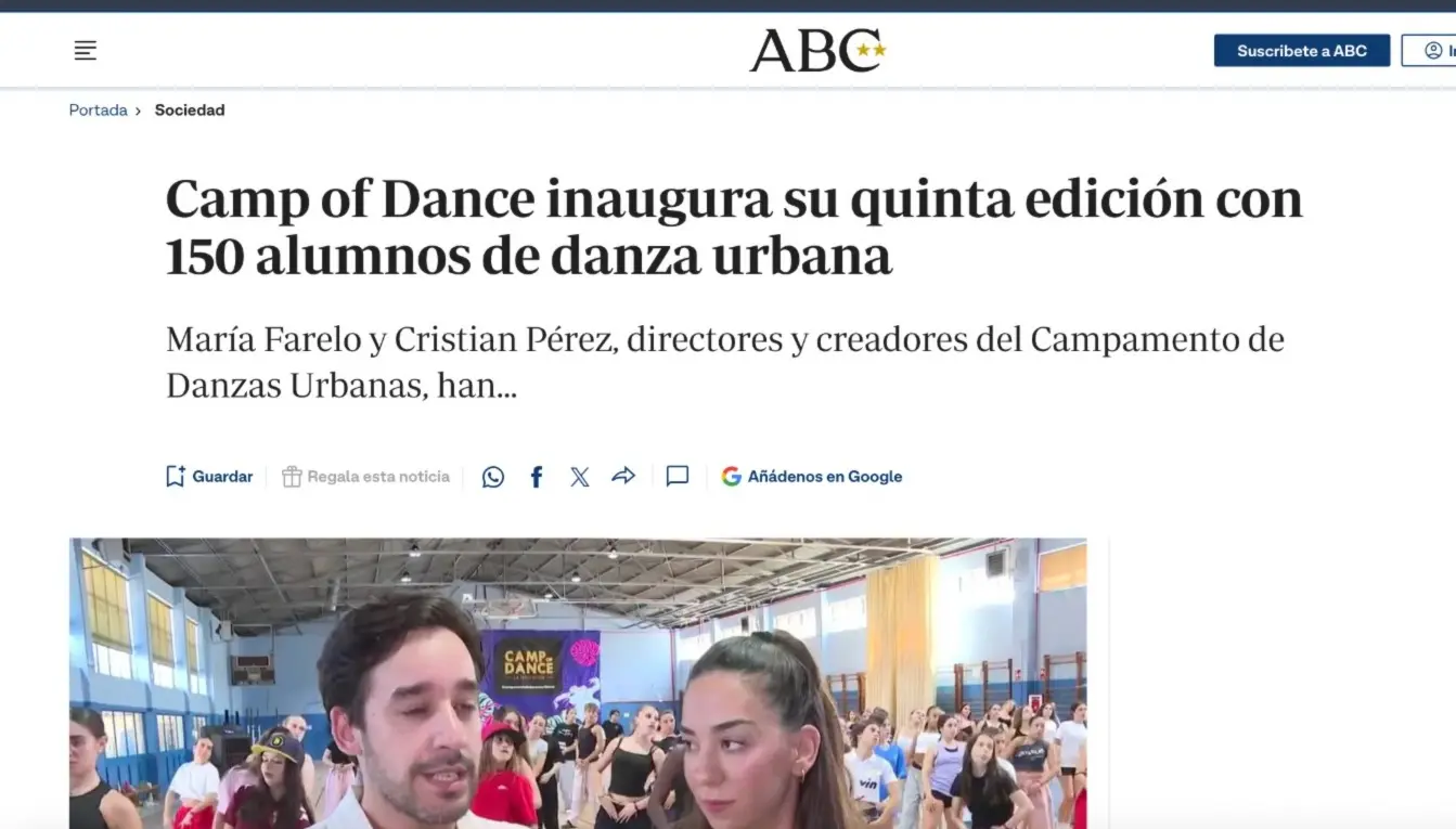 Noticia de ABC sobre Camp of Dance